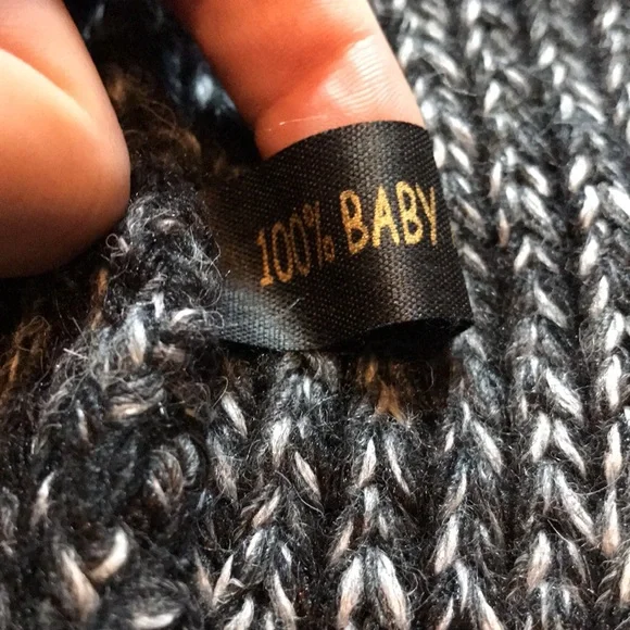 Black gray striped open cardigan alpaca sweater - Picture 5 of 7